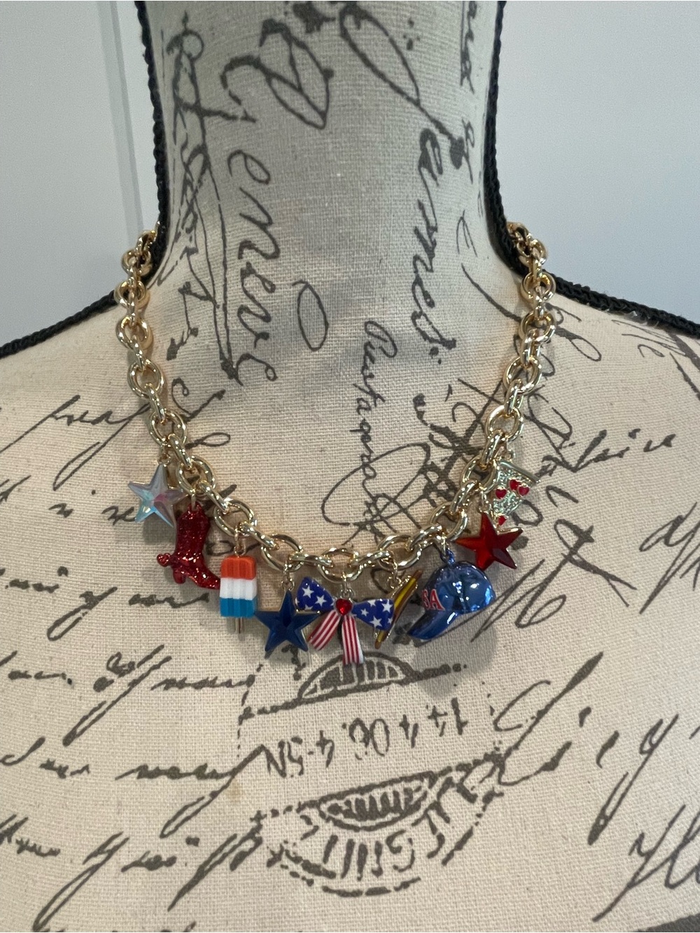 Betsey Johnson Red, White & Blue Patriotic Charm Necklace